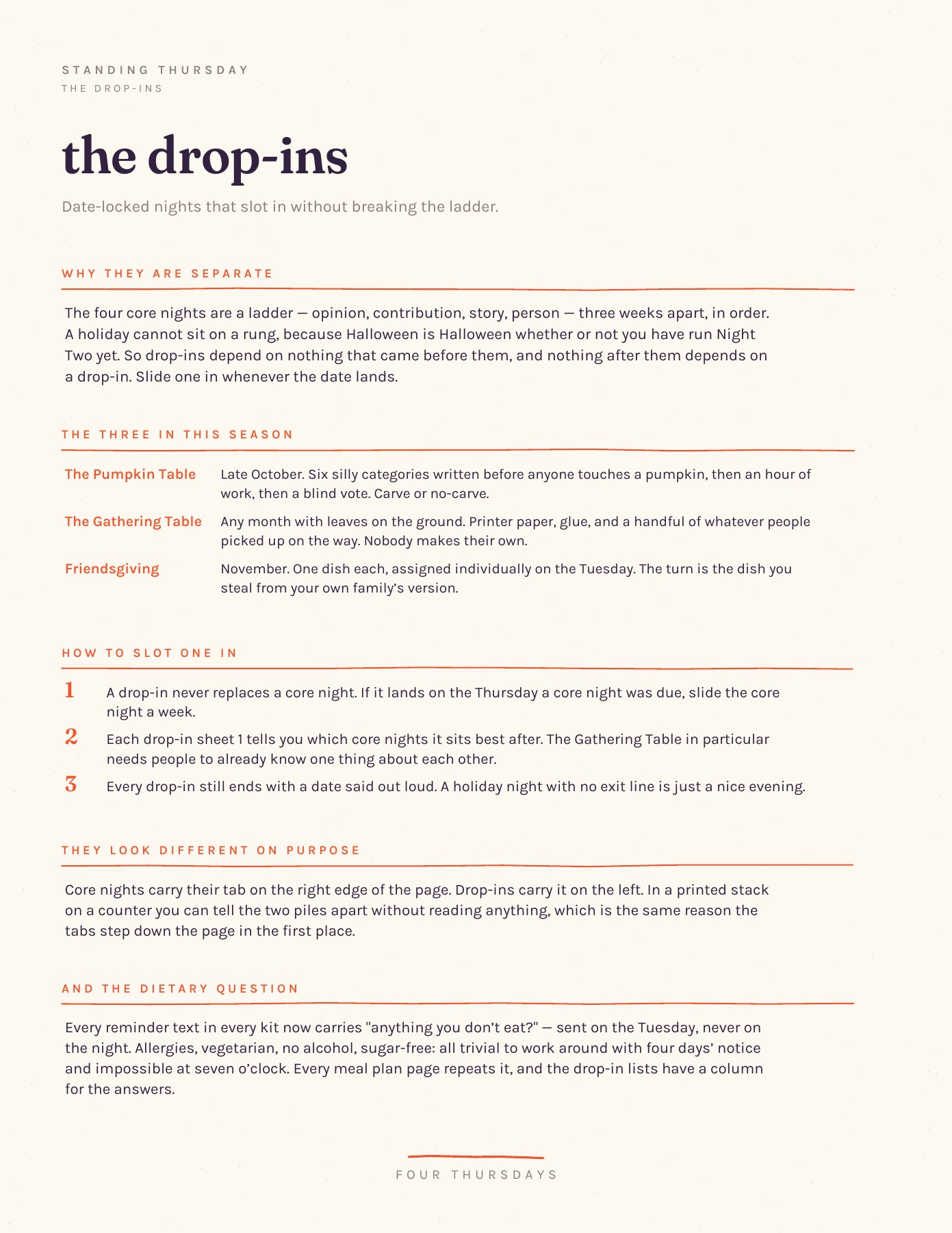 Standing Thursday Fall Season, page 6: The drop-ins