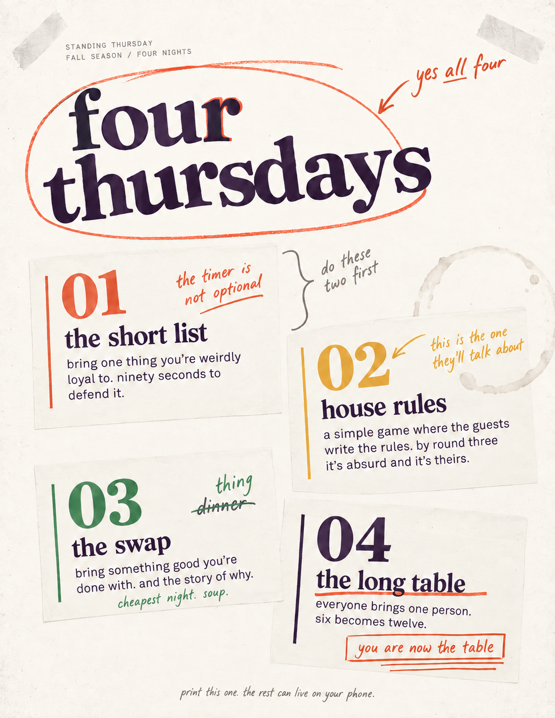 Standing Thursday Fall Season artwork showing four nights across four Thursdays